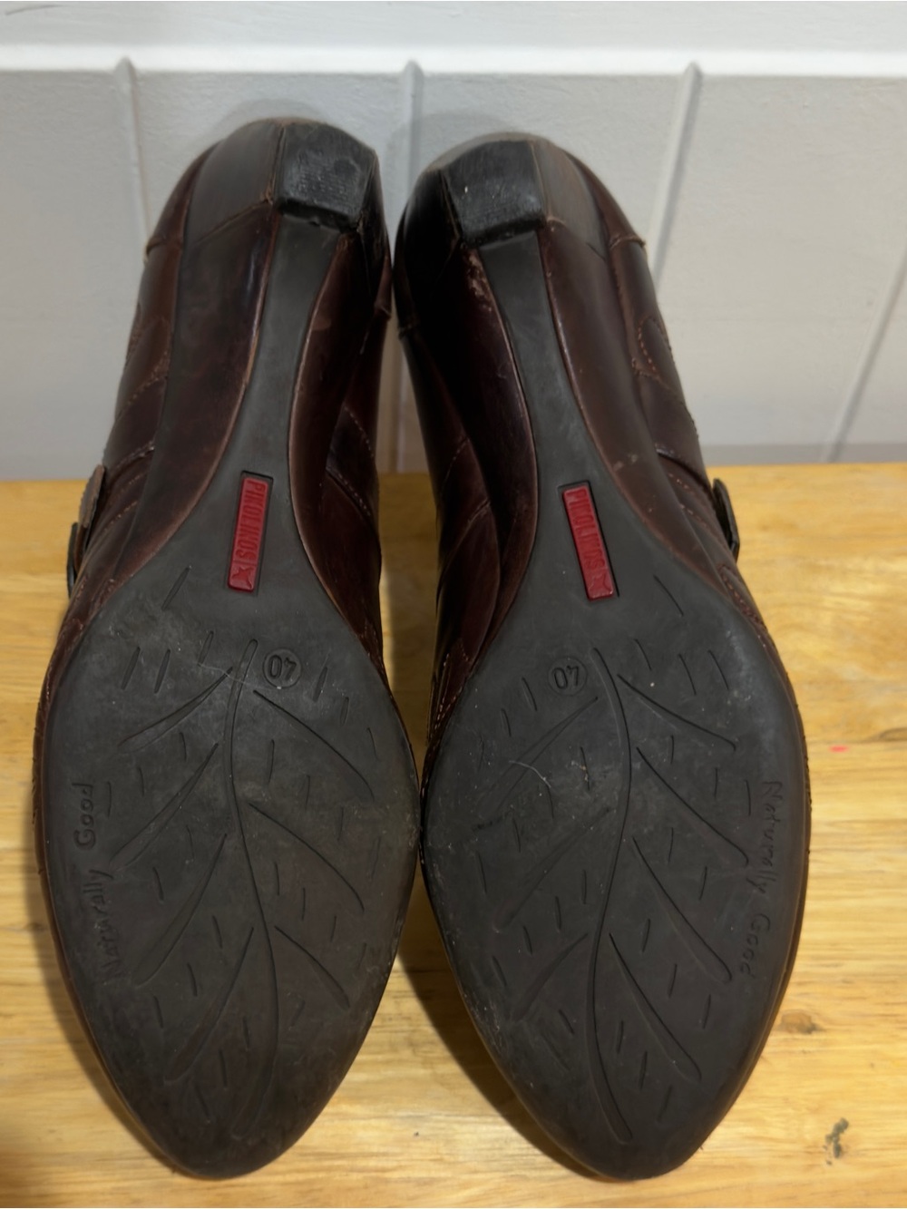 Pikolinos Ginebra Brown Leather Mary Jane Wedge Heels Buckle Strap Comfort Shoes - Picture 5 of 8